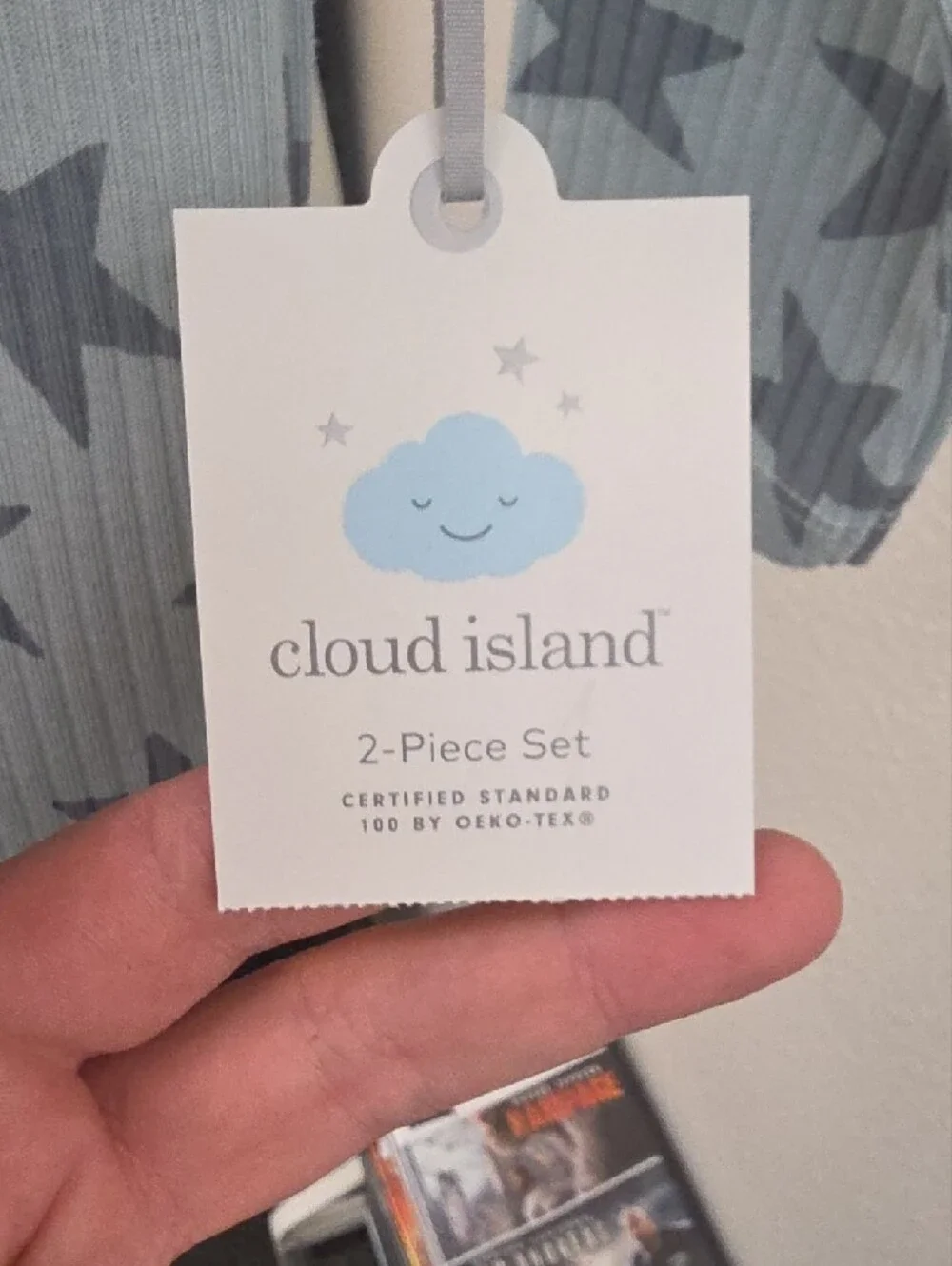 cloud island Light Blue Ribbed Baby Bodysuit with Cloud Graphic